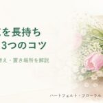 切り花を長持ちさせる3つのコツのタイトル画像（水彩風のやさしいイラスト）